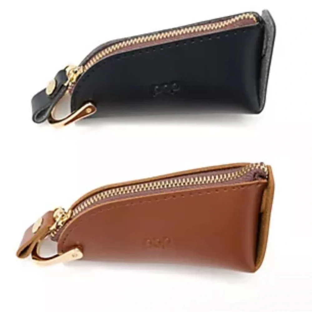 Leather Key Pouch - Black / Brown